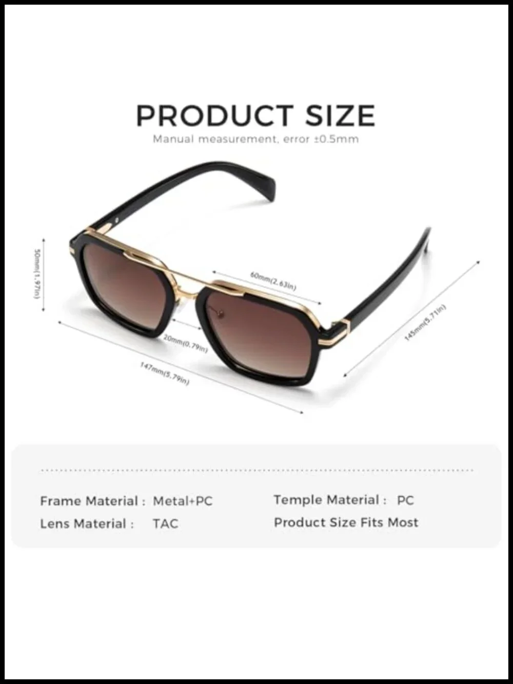 Polarized Aviator Sunglasses with Metal Top Bar for Driving Travel